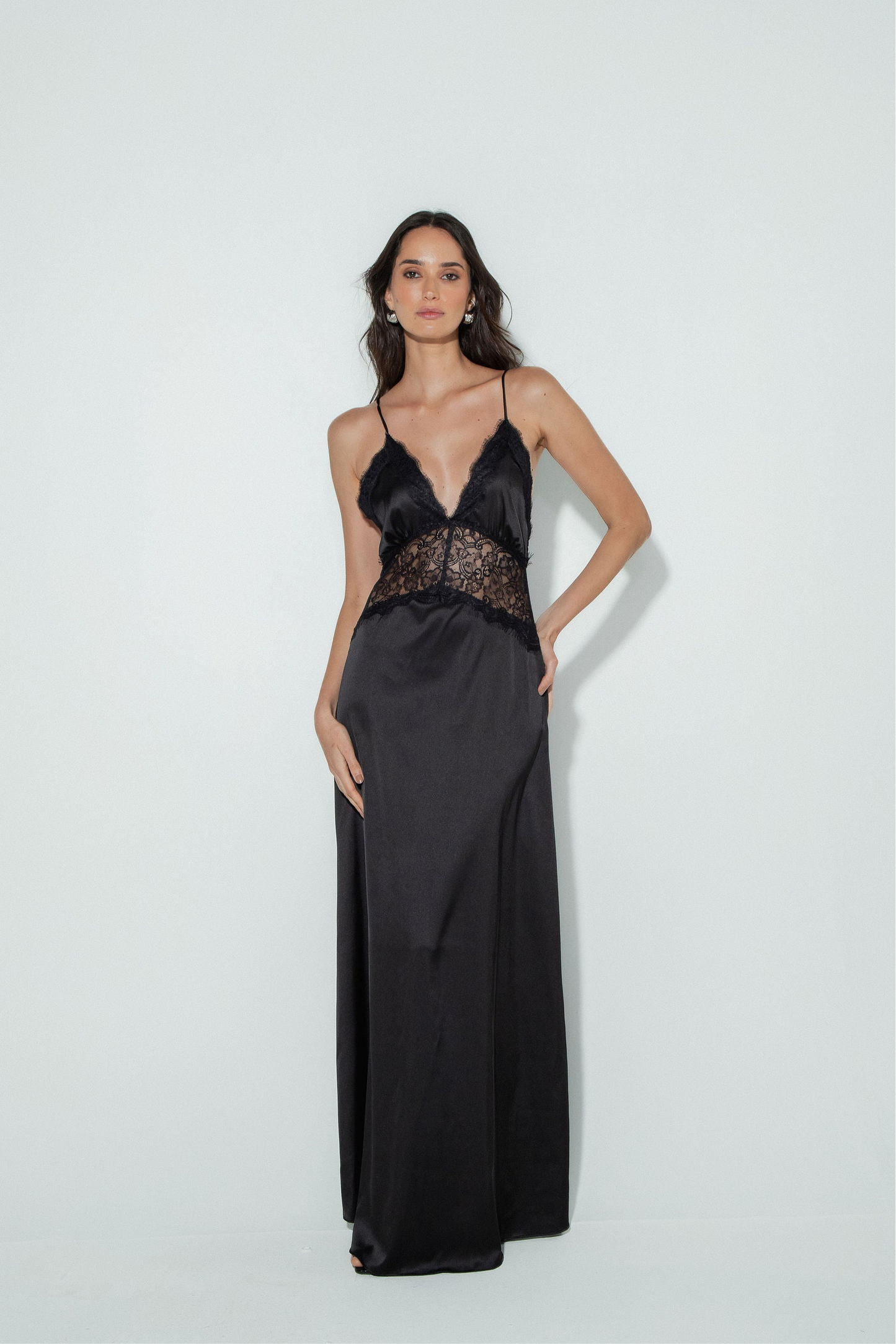 Slip Dress Com Renda Preto