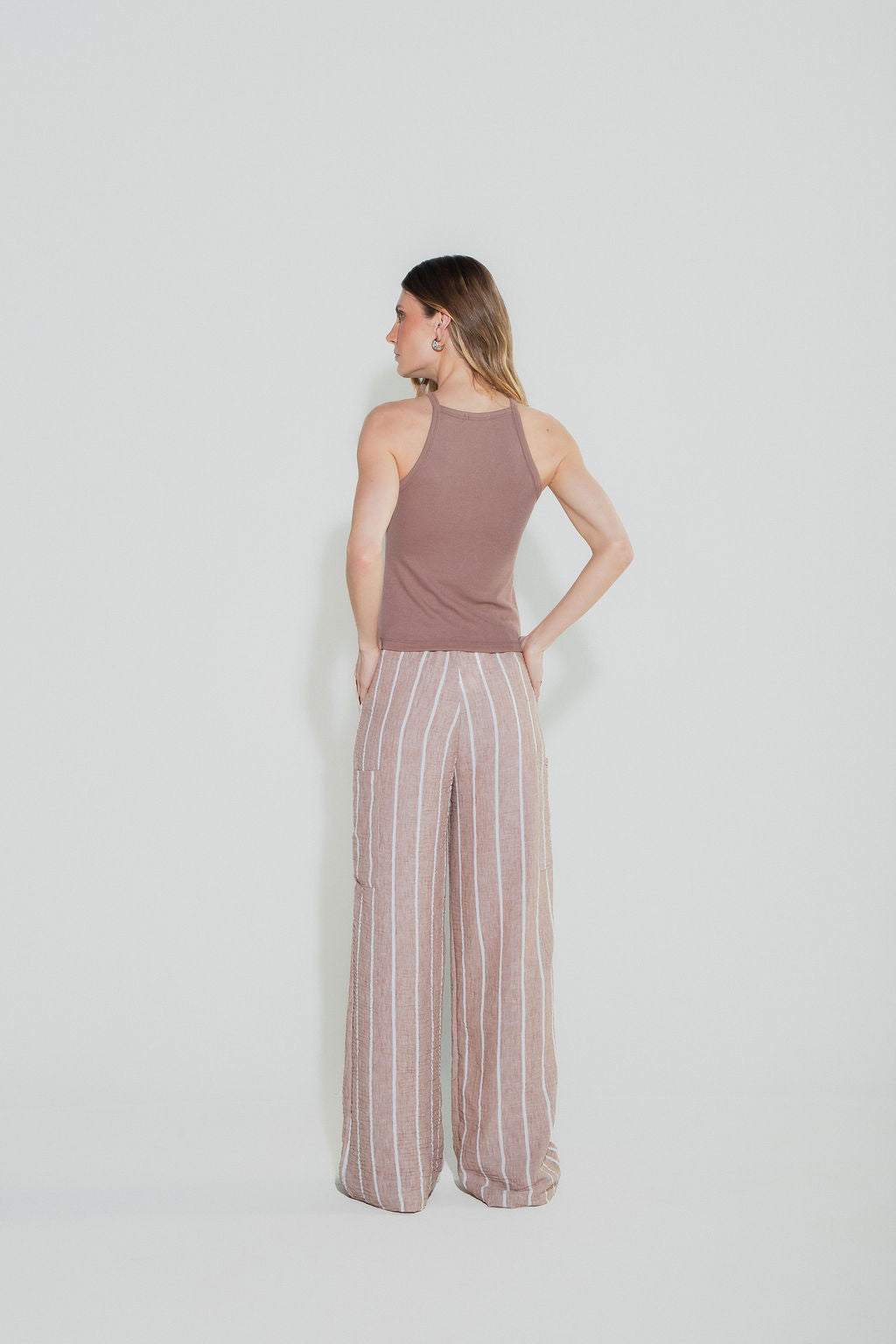 Calça Listrada Marrom