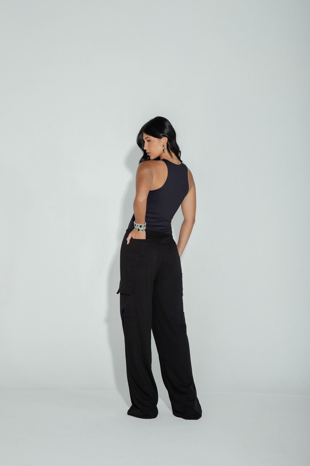 Calça Pantalona Cargo Preta