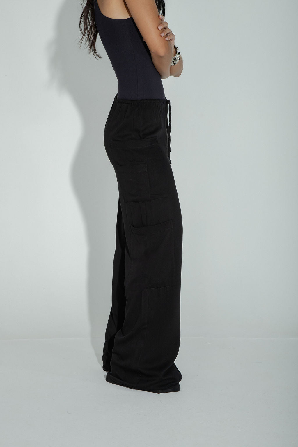 Calça Pantalona Cargo Preta