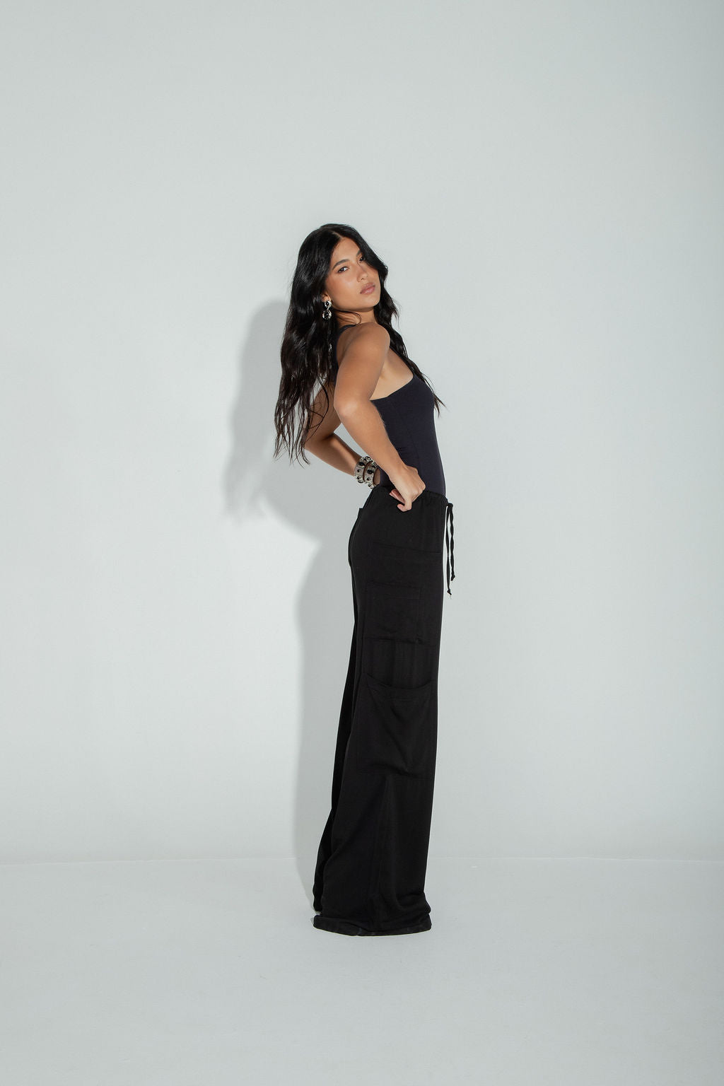 Calça Pantalona Cargo Preta