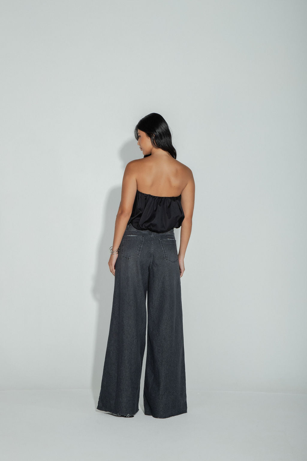 Calça Jeans Pantalona Preta