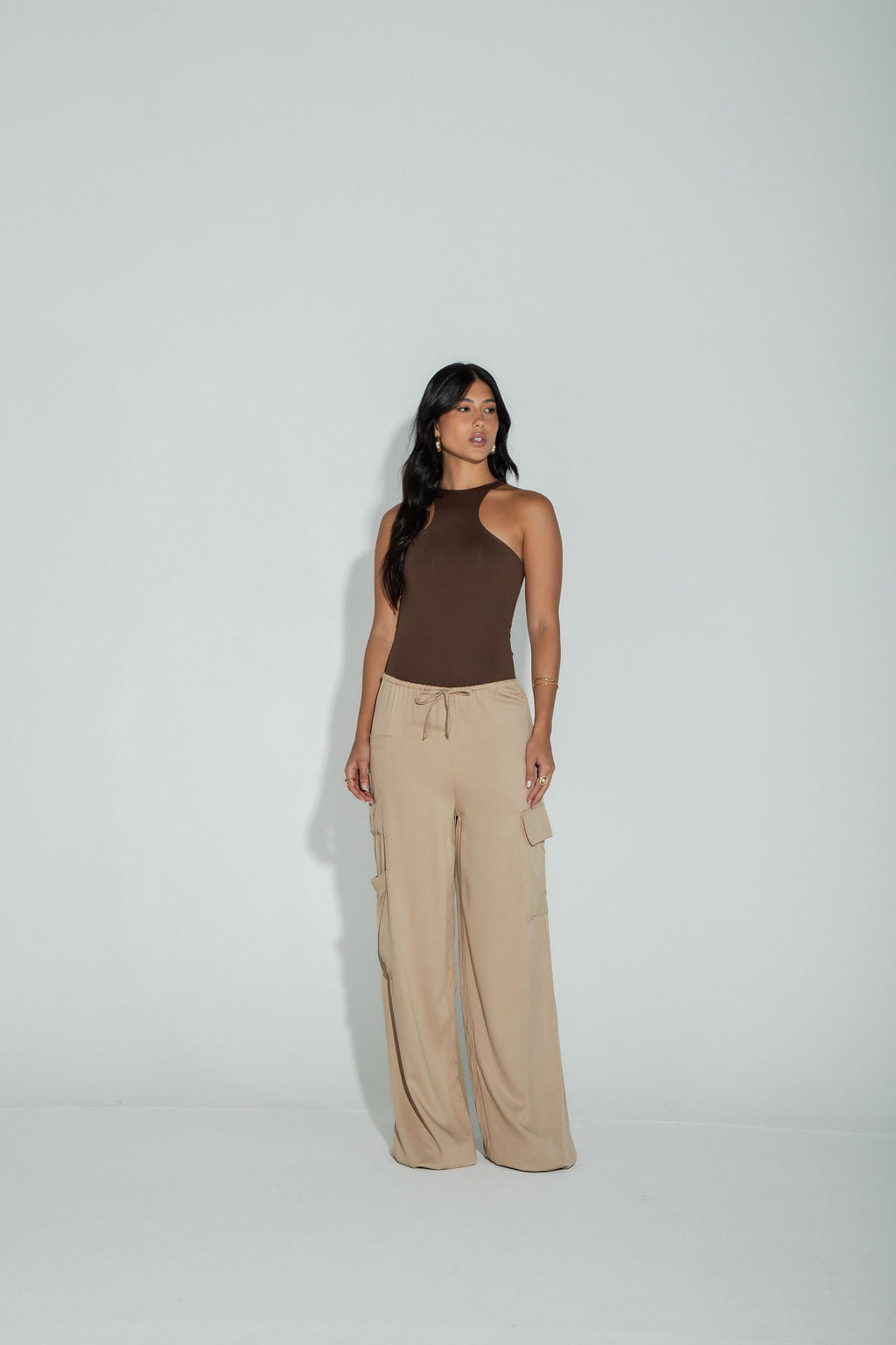 Calça Pantalona Cargo Bege