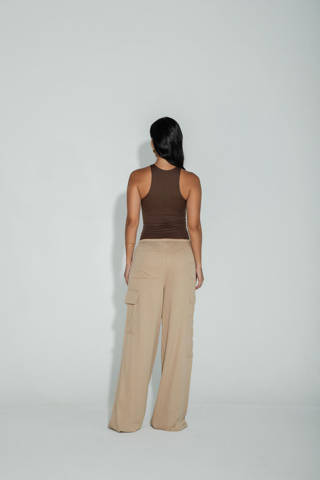 Calça Pantalona Cargo Bege