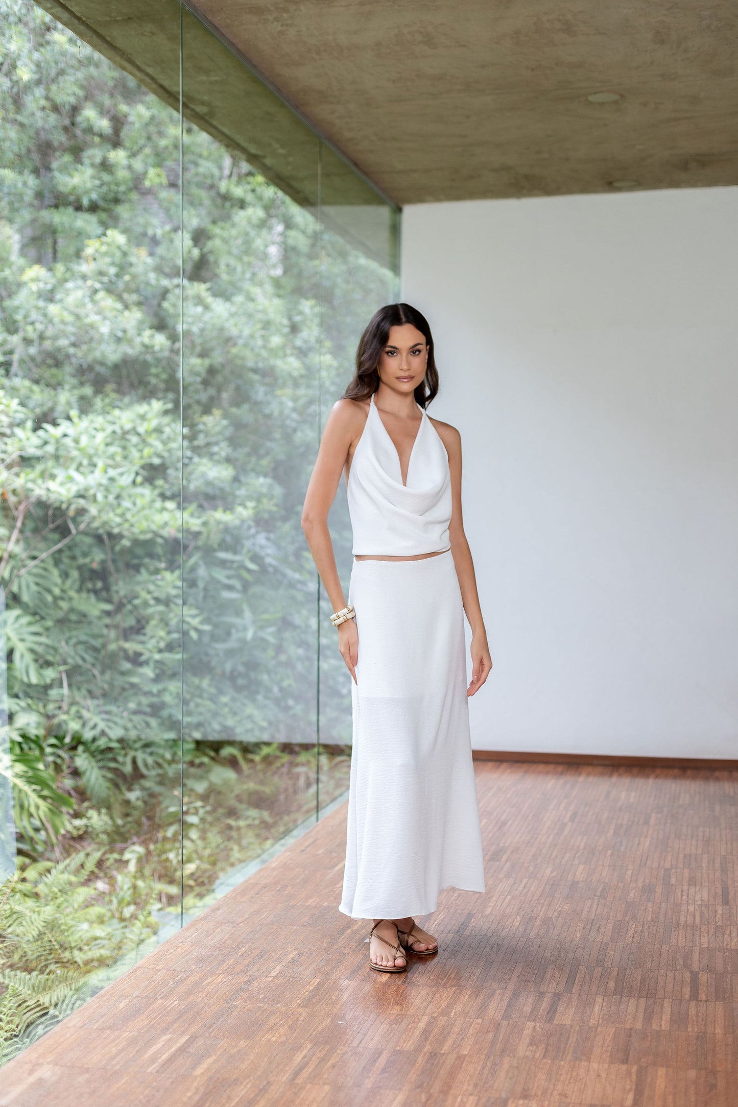 Blusa Decote Drapeado Off White