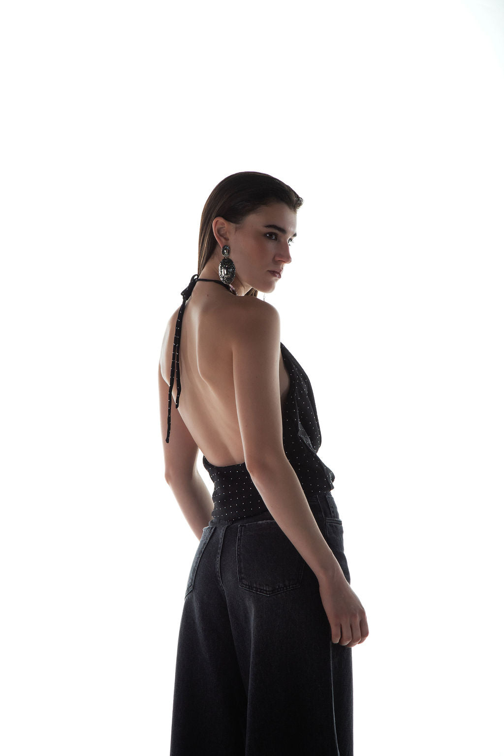 Blusa Frente Única Brilho Preto