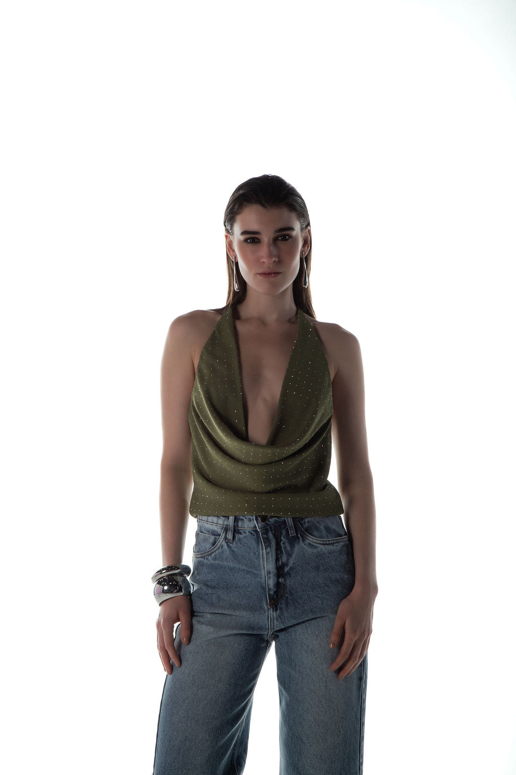 Blusa Frente Única Brilho Verde