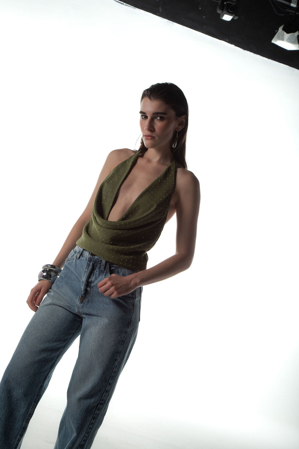 Blusa Frente Única Brilho Verde