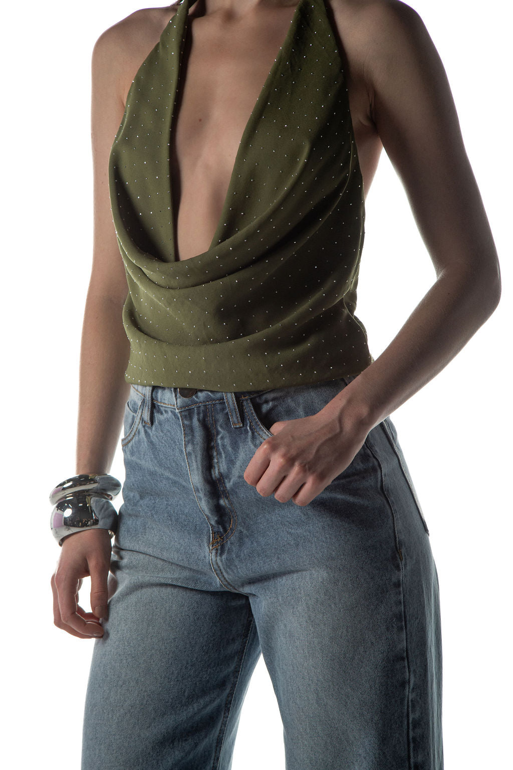 Blusa Frente Única Brilho Verde