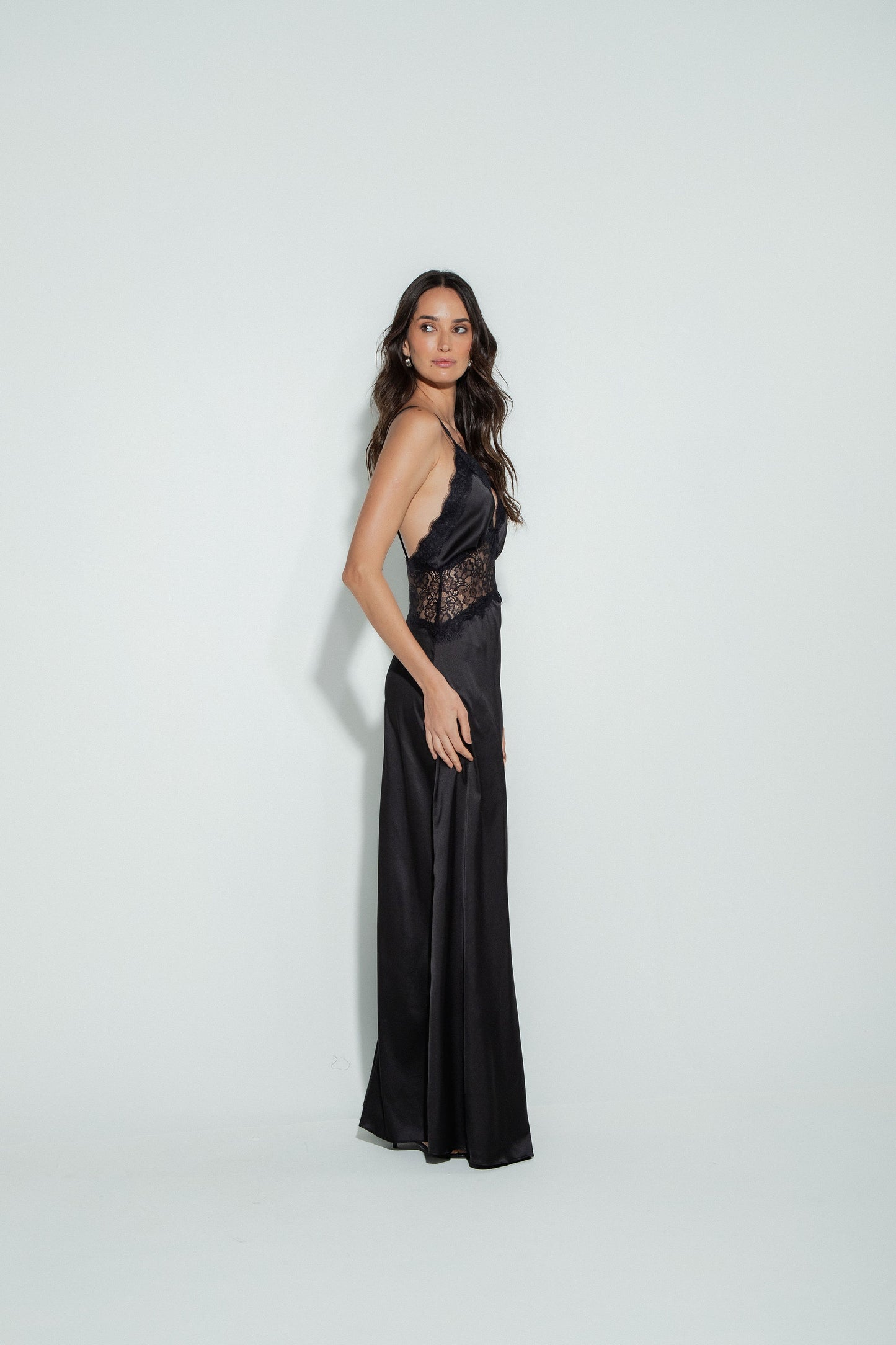 Slip Dress Com Renda Preto