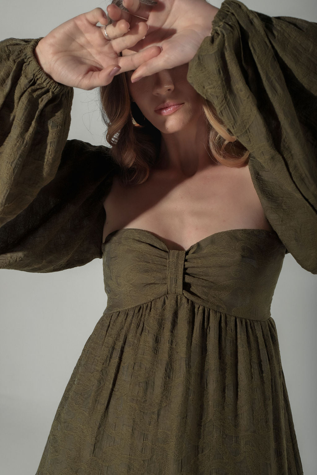 Vestido Curto Jacquard Verde