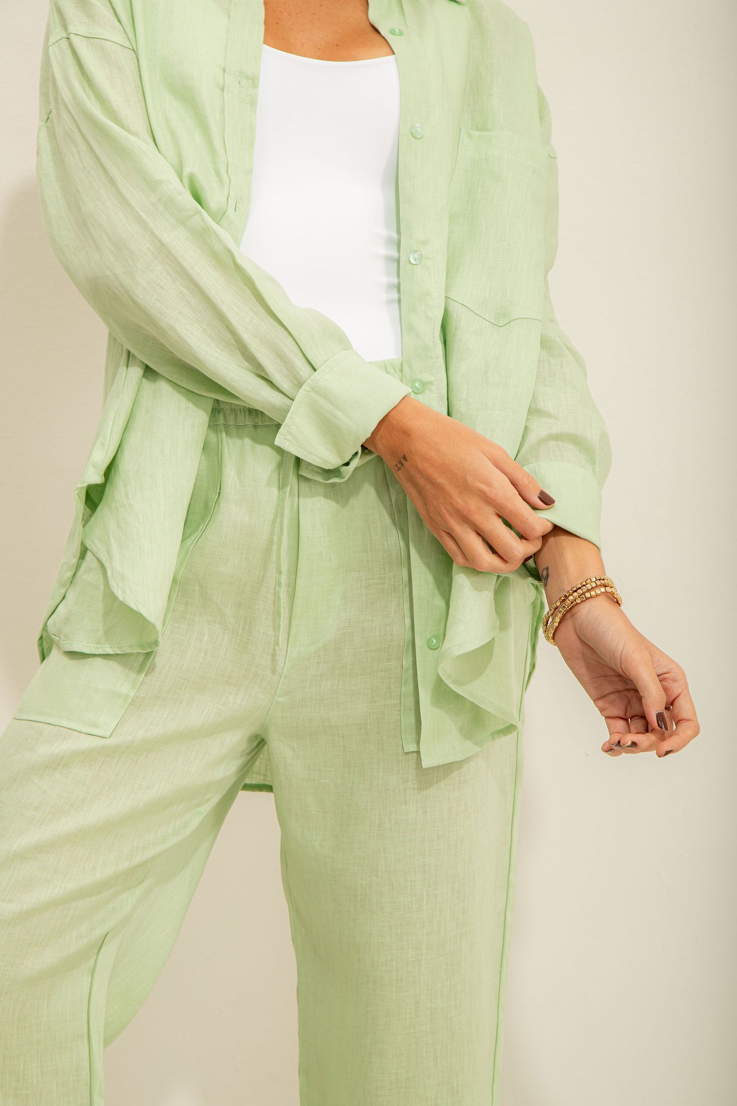Camisa Over Linho Verde