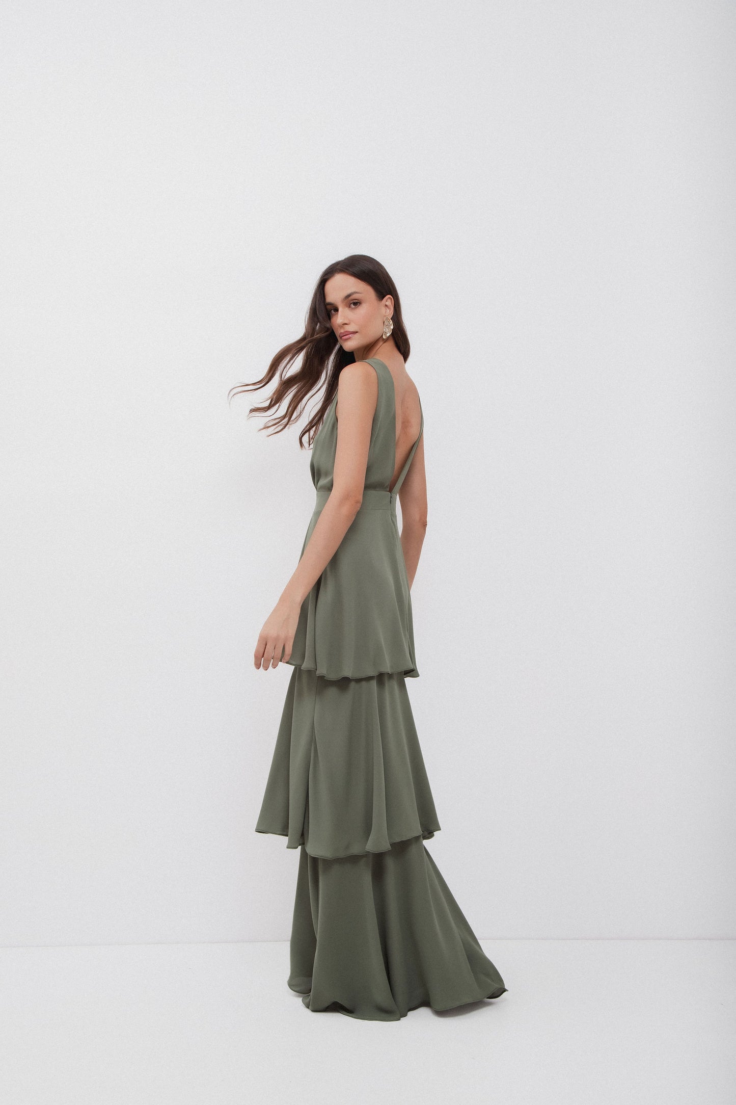 Vestido Babados Eucalipto