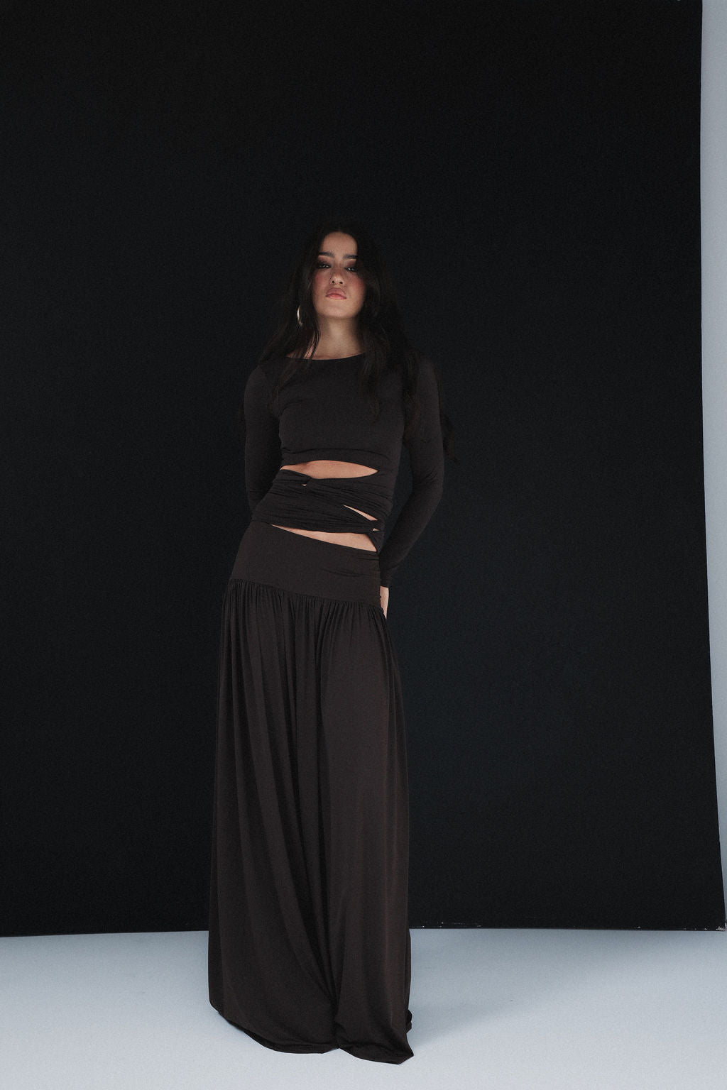 Blusa Manga Longa Malha Marrom