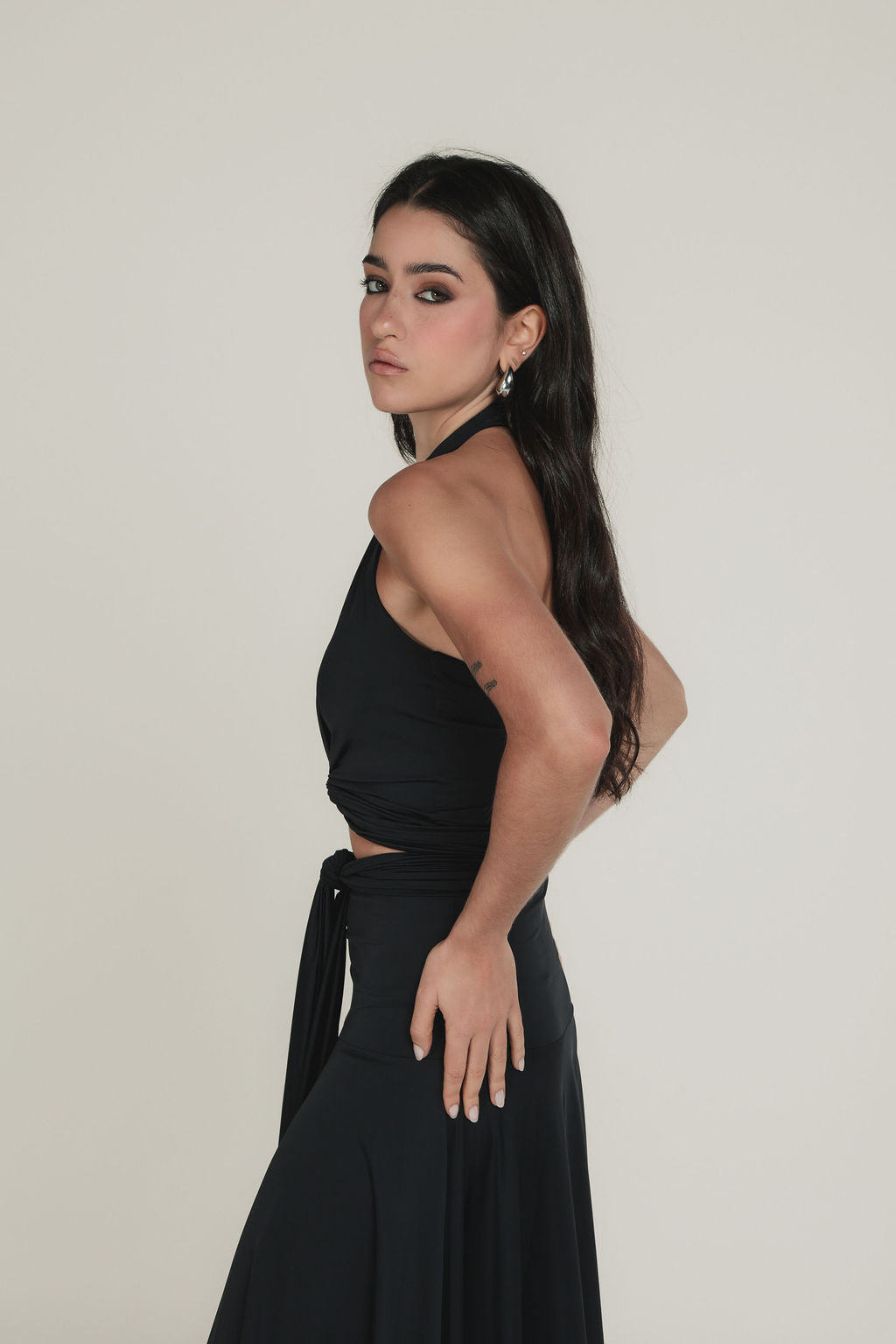 Saia Pontas Malha Preto
