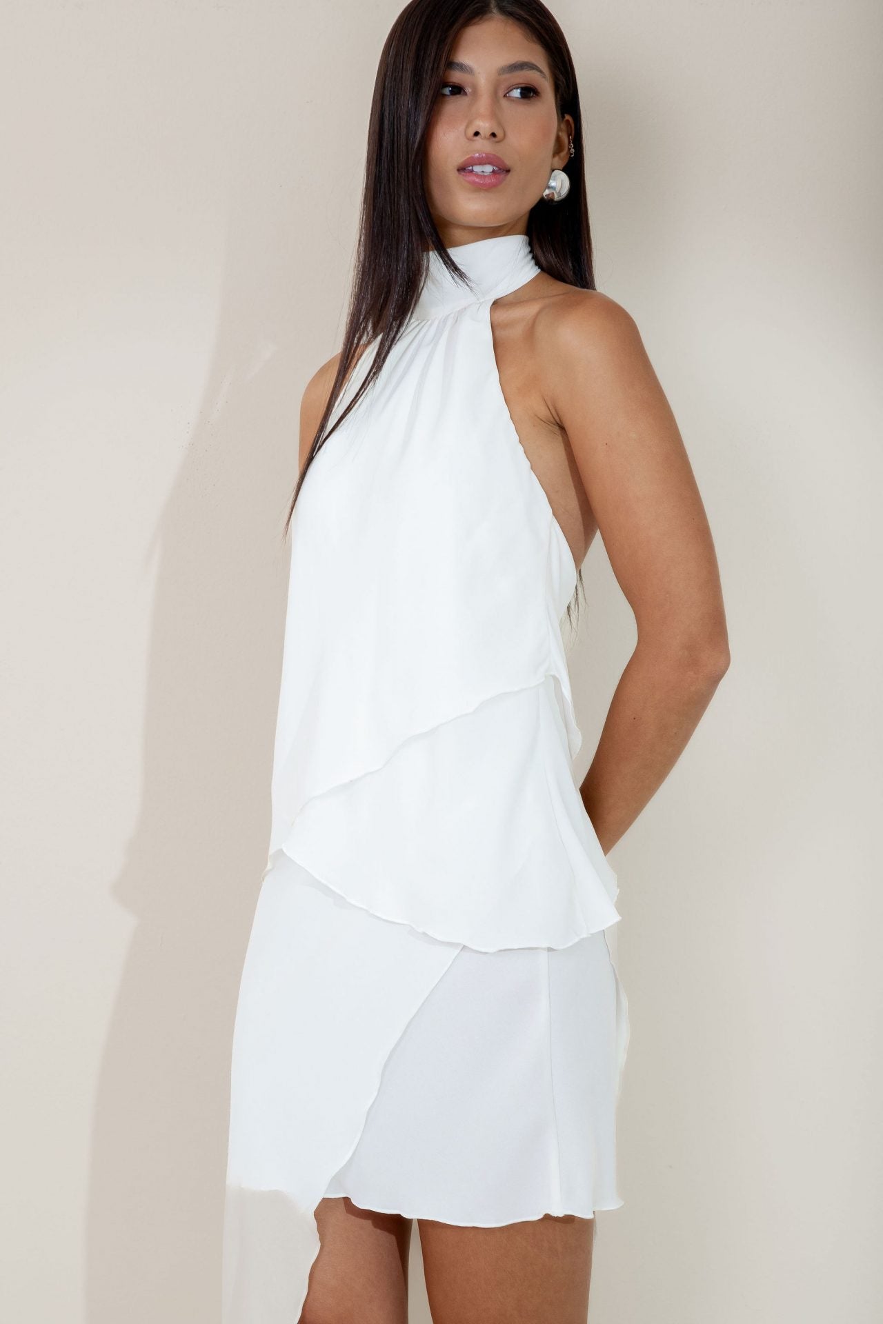 Vestido Babados Assimétrico Off White (3)