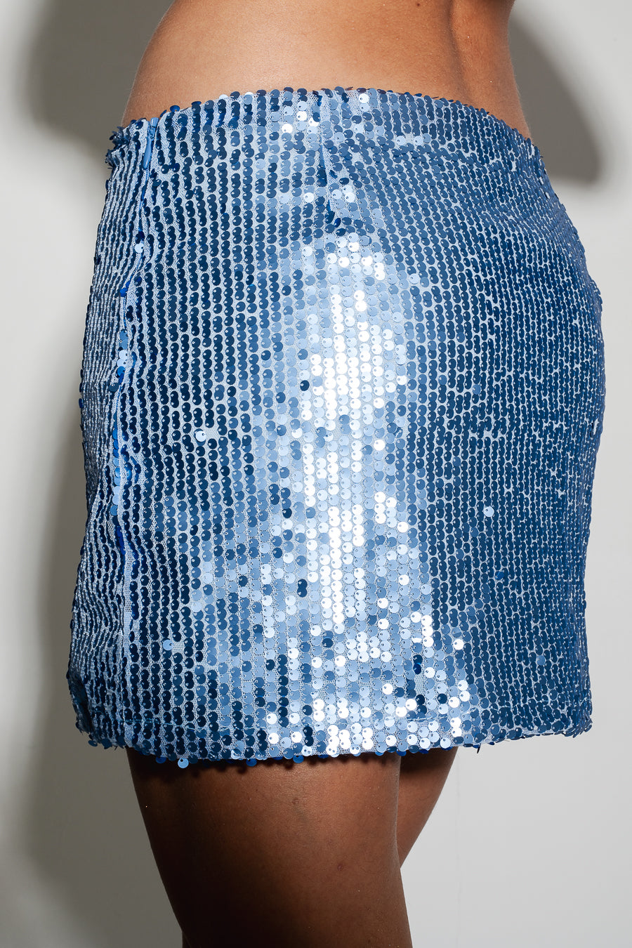 Saia Mini Paetê Azul