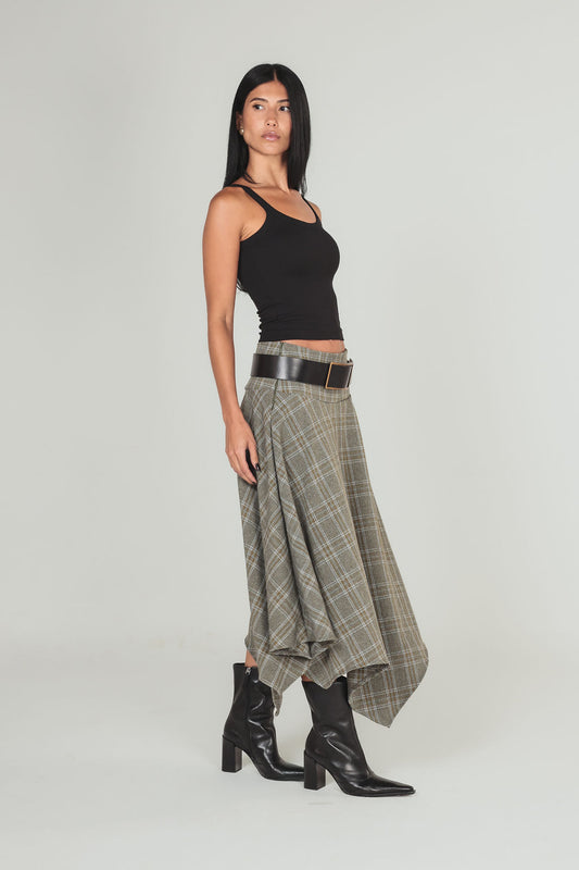 Saia Midi Xadrez Verde