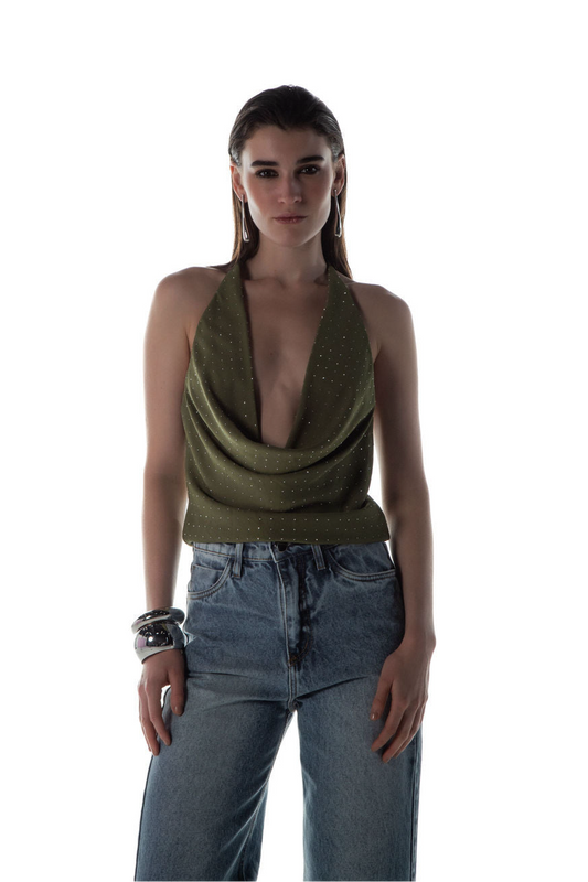 Blusa Frente Única Brilho Verde