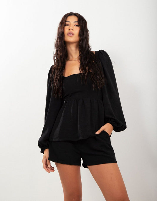 Blusa Manga Bufante + Short Air Flow Preto (1)