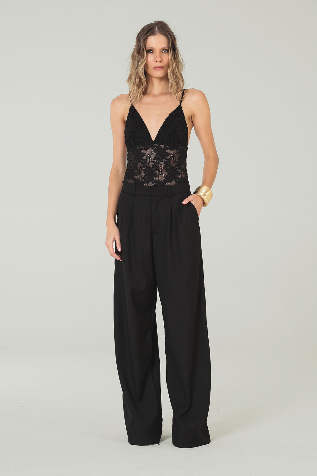 Calça Alfaiataria Cintura Baixa Preto