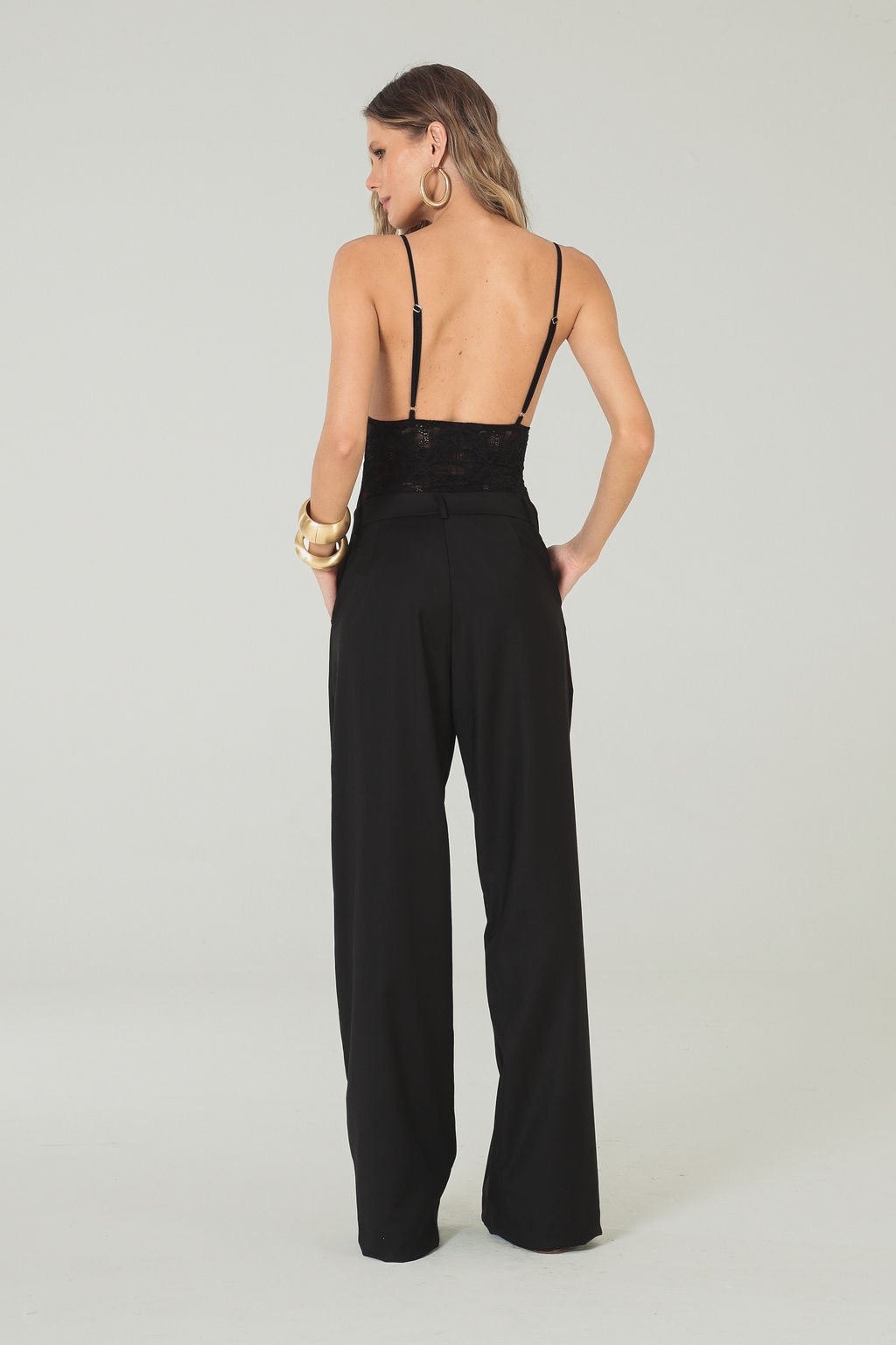 Calça Alfaiataria Cintura Baixa Preto