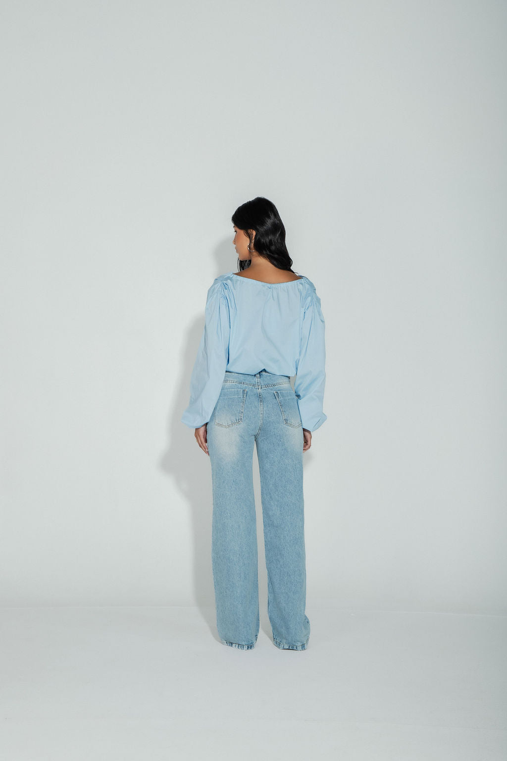 Blusa Tricoline Bufante Azul