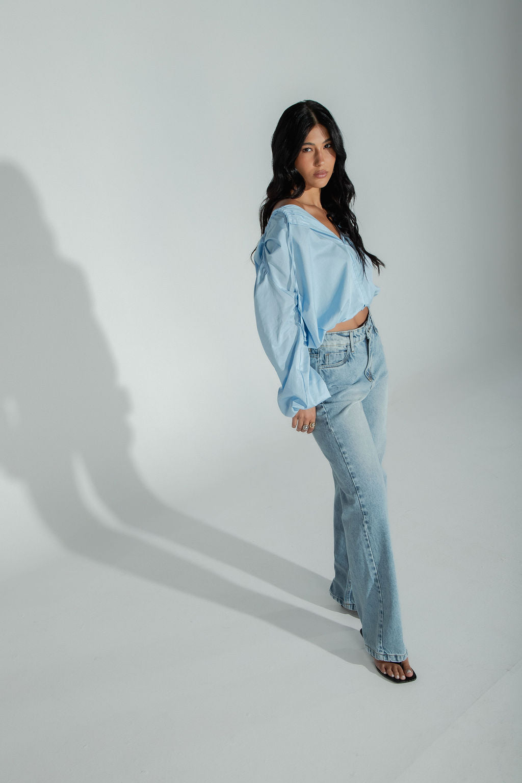 Blusa Tricoline Bufante Azul