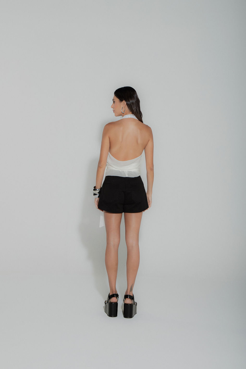 Blusa Decotada Chiffon Off White