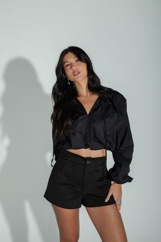 Blusa Tricoline Bufante Preto