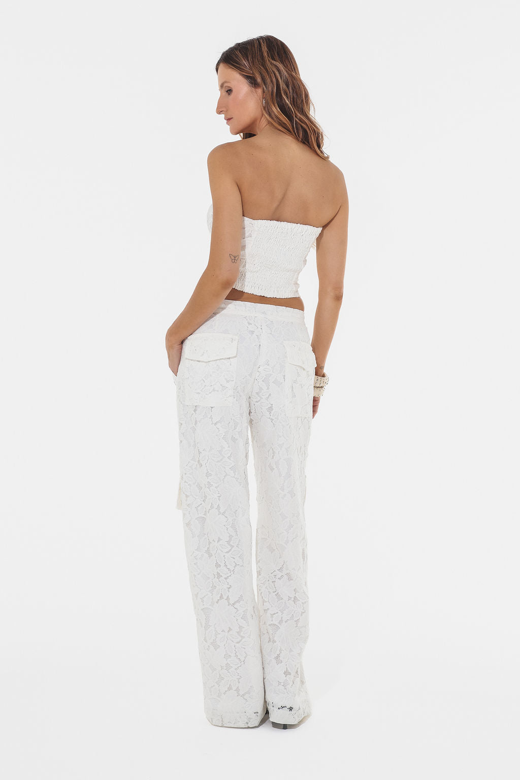 Calça Cargo Renda Off White
