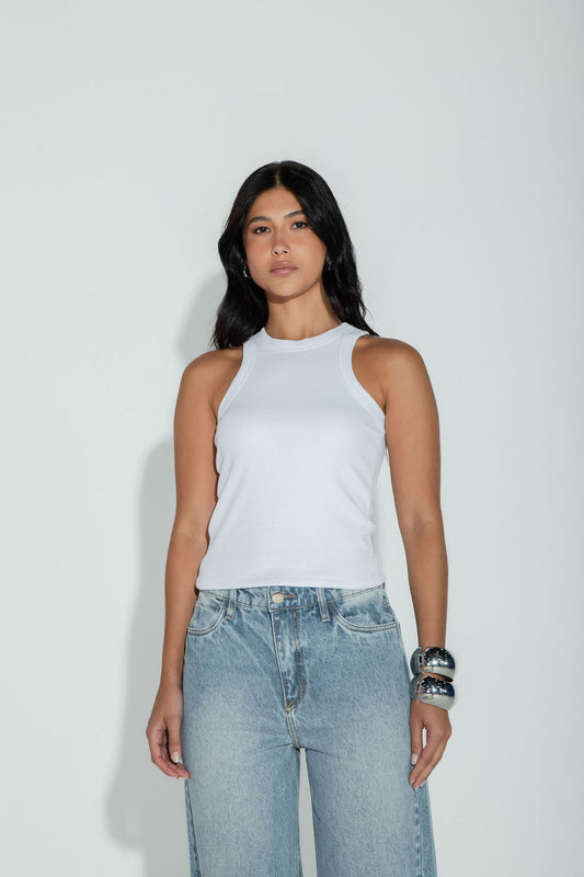 Regata Malha Canelada Off White