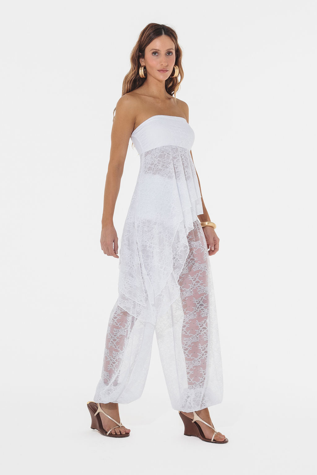 Blusa Assimétrica Renda Branco