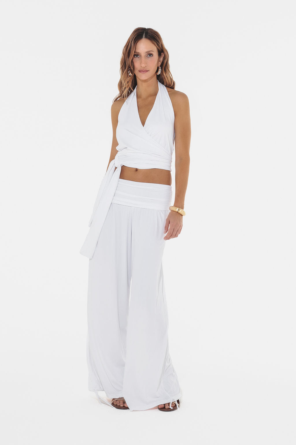 Calça Aladin Barra Ajustável Malha Branco