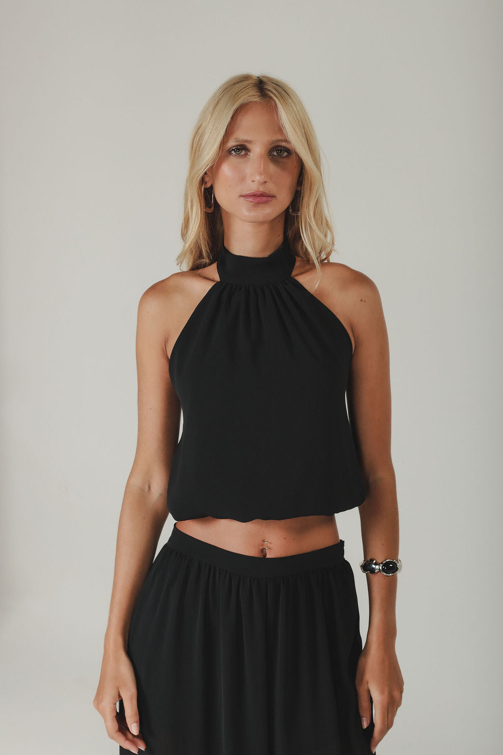 Blusa Frente Única Chiffon Preto