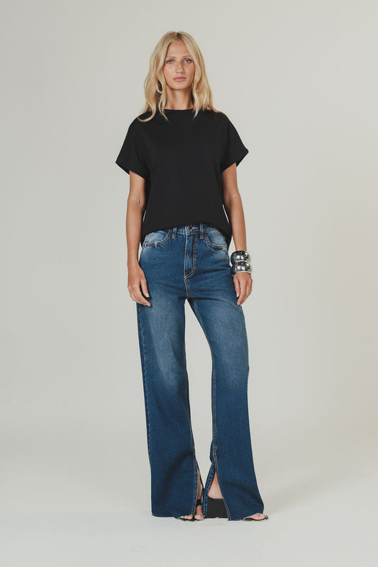 Calça Jeans Reta Azul