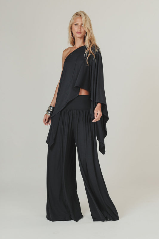 Calça Ampla Malha Preto