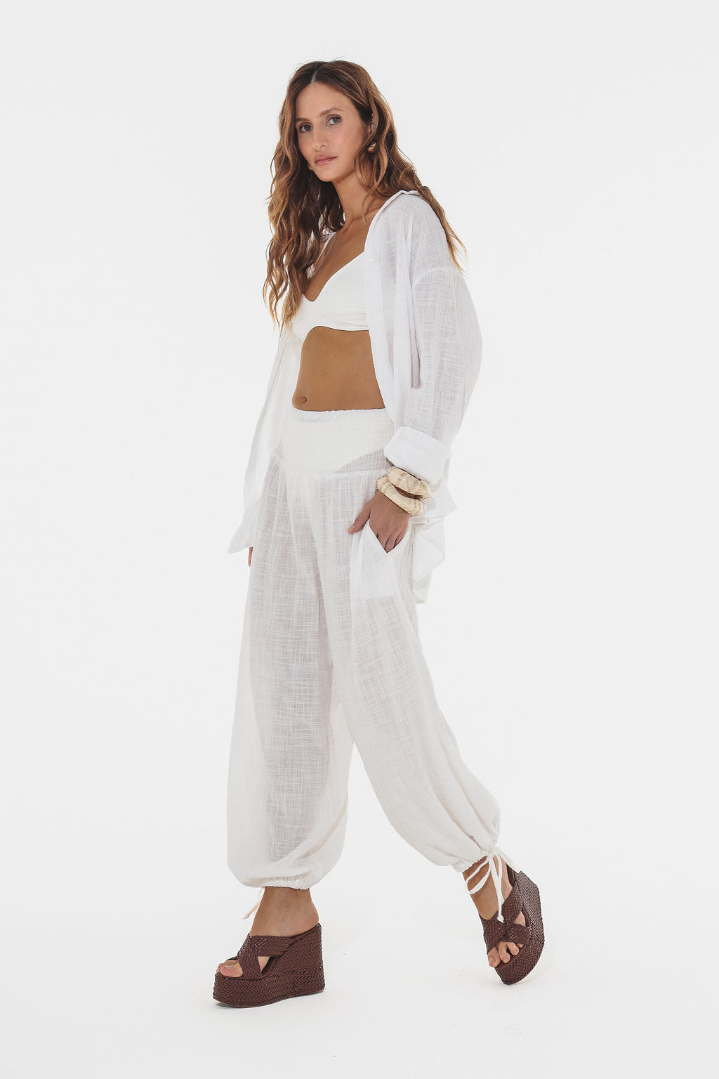 Calça Lastex Rustic Bali Off White