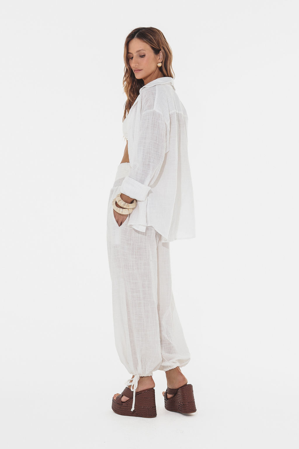 Calça Lastex Rustic Bali Off White