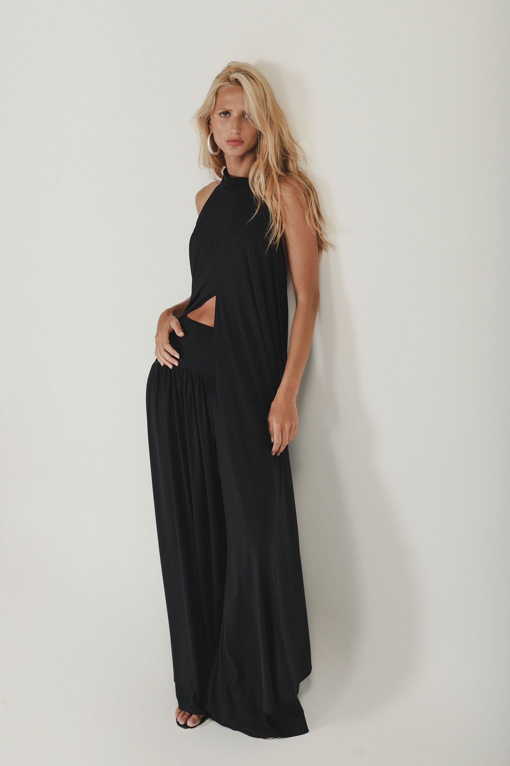 Calça Ampla Malha Preto