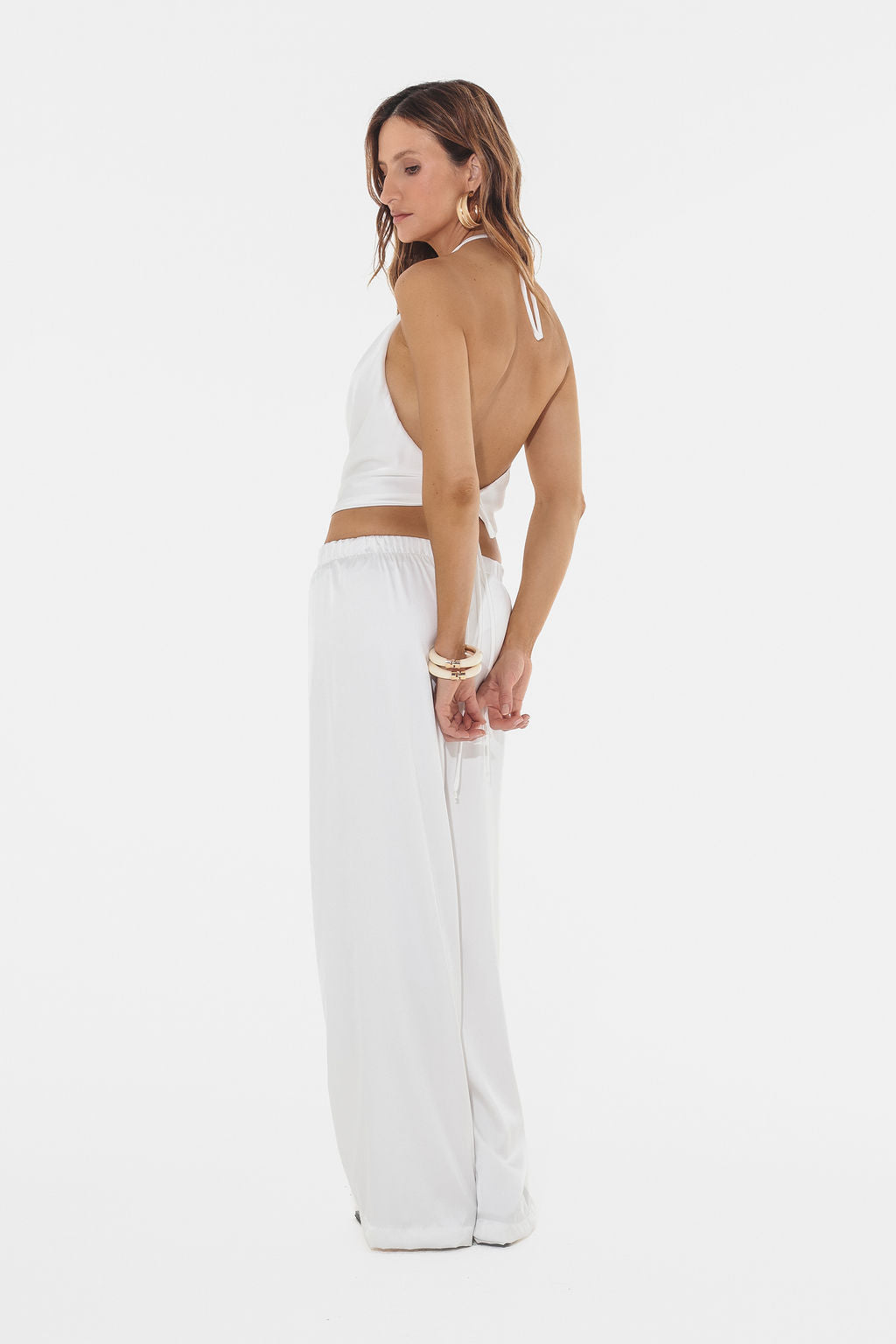 Blusa Drapeada Cetim Off White
