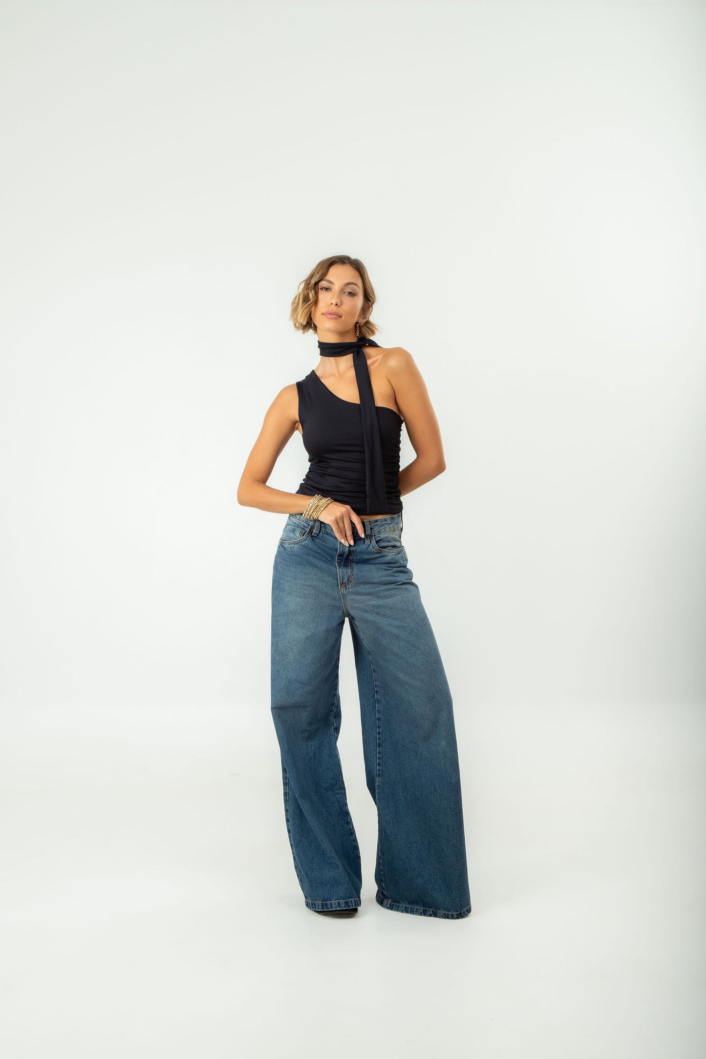 Pantalona Jeans Azul Escuro