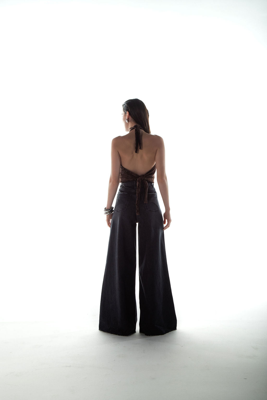 Blusa Frente Única Veludo Marrom