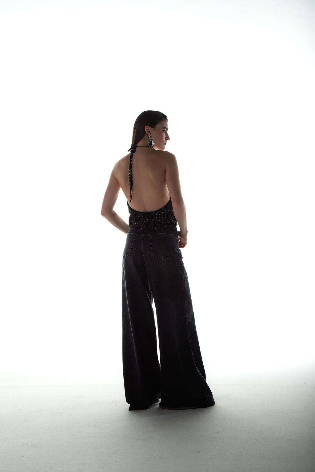 Blusa Frente Única Brilho Preto