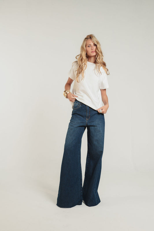 Calça Jeans Pantalona Azul