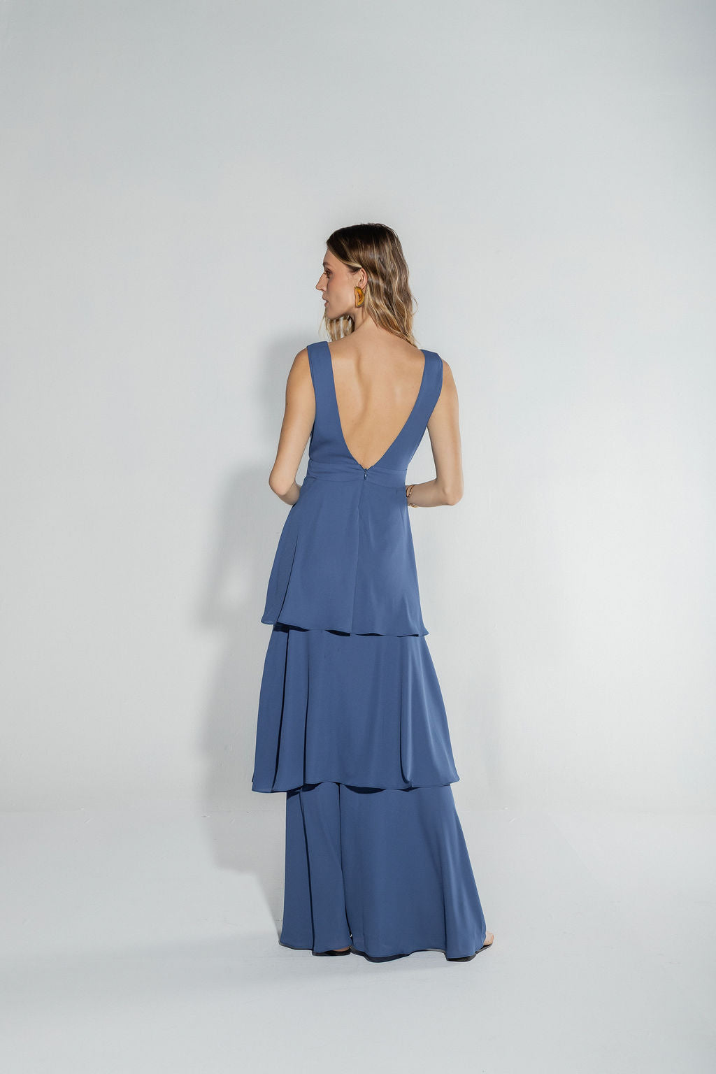Vestido Babados Azul