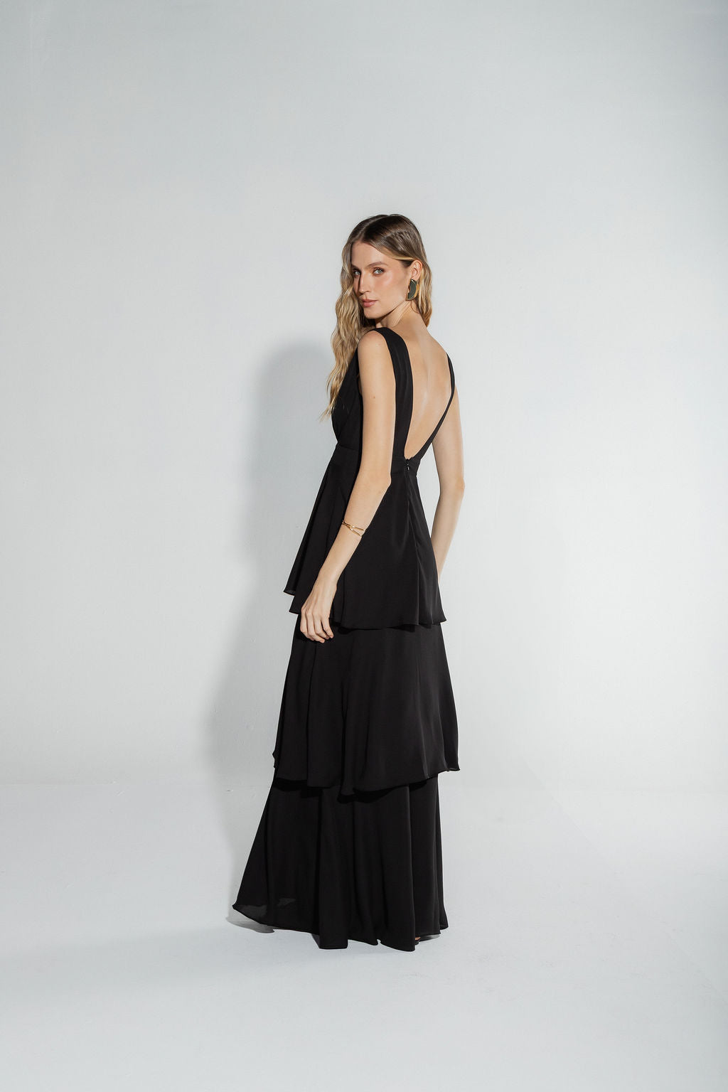 Vestido Babados Preto