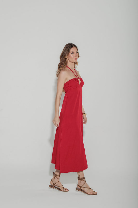 Vestido Midi Alfaiataria Vermelho