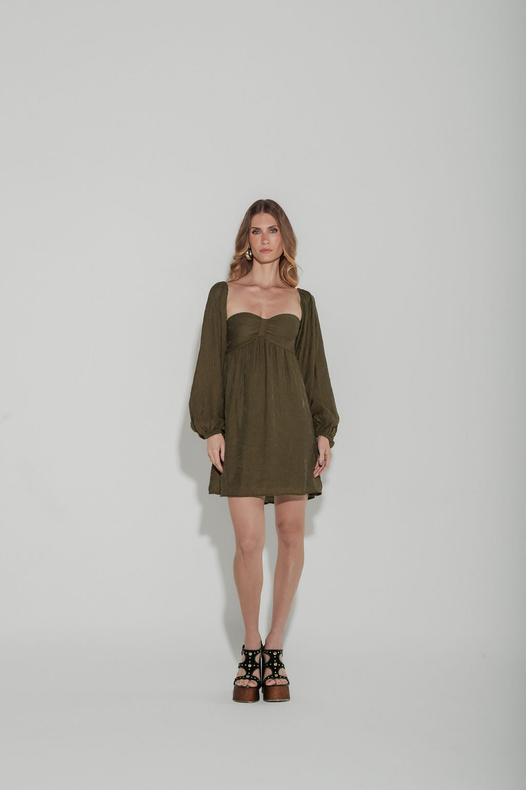 Vestido Curto Jacquard Verde