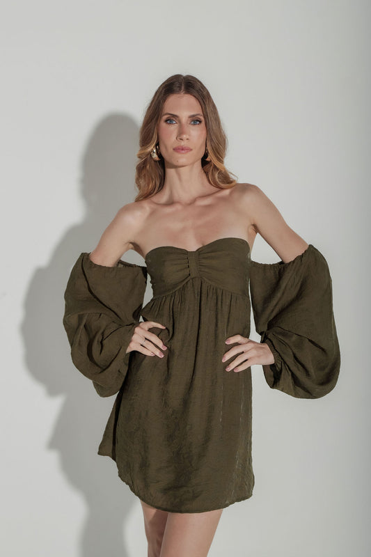 Vestido Curto Jacquard Verde